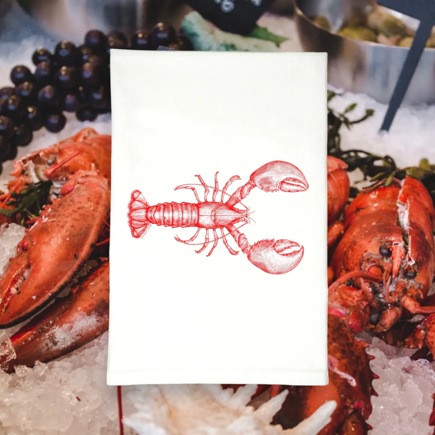 Lobster Dish Towel | Tea Towels | Ocean Kitchen Tea Towels