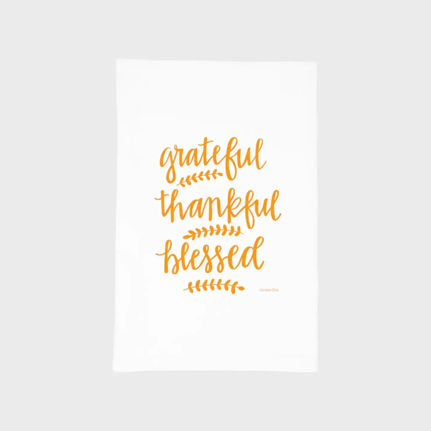 Grateful thankful blessed Thanksgiving Kitchen Towel Green Bee Tea Towels 