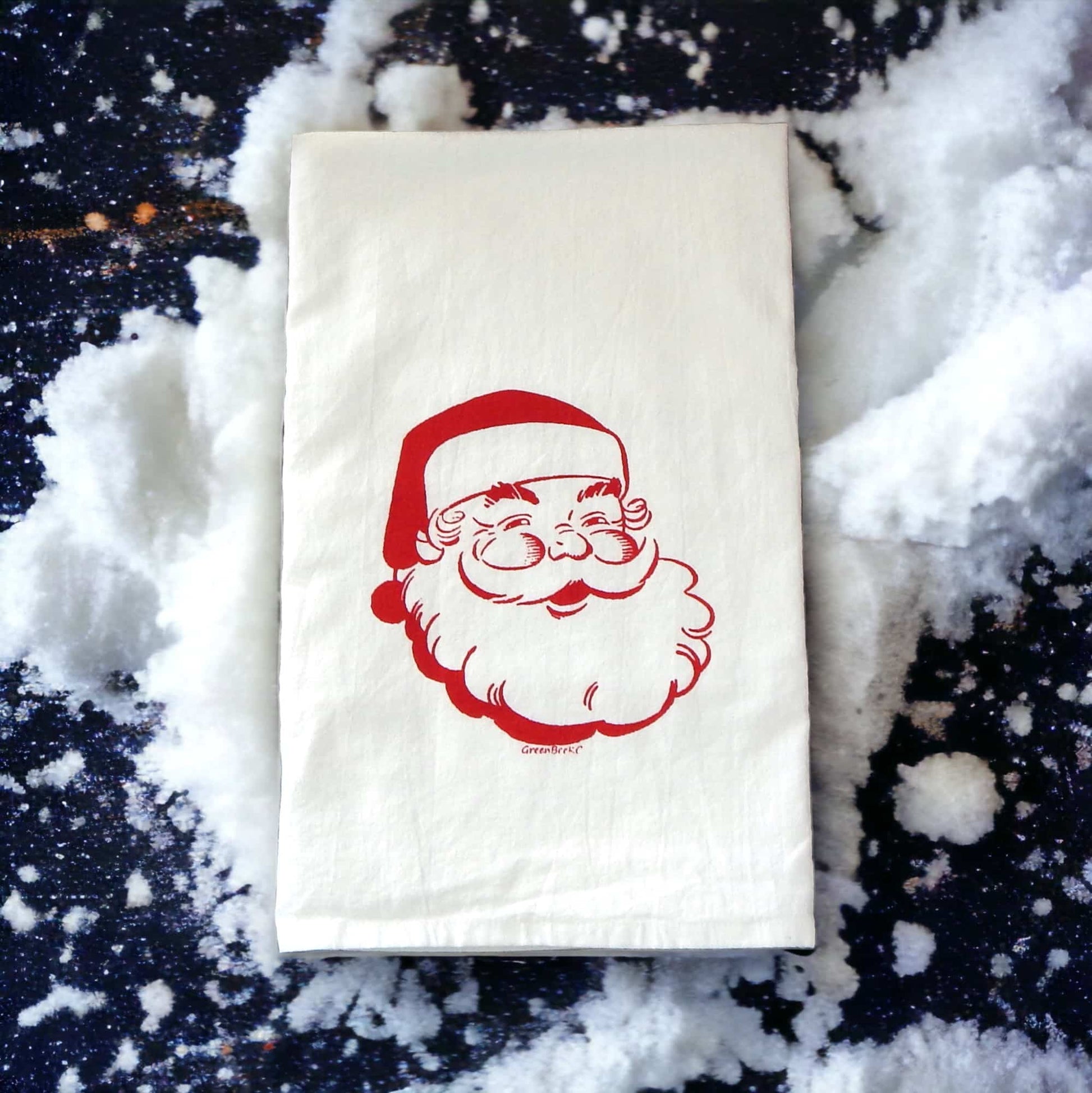 retro vintage 1950s Santa kitchen tea towel