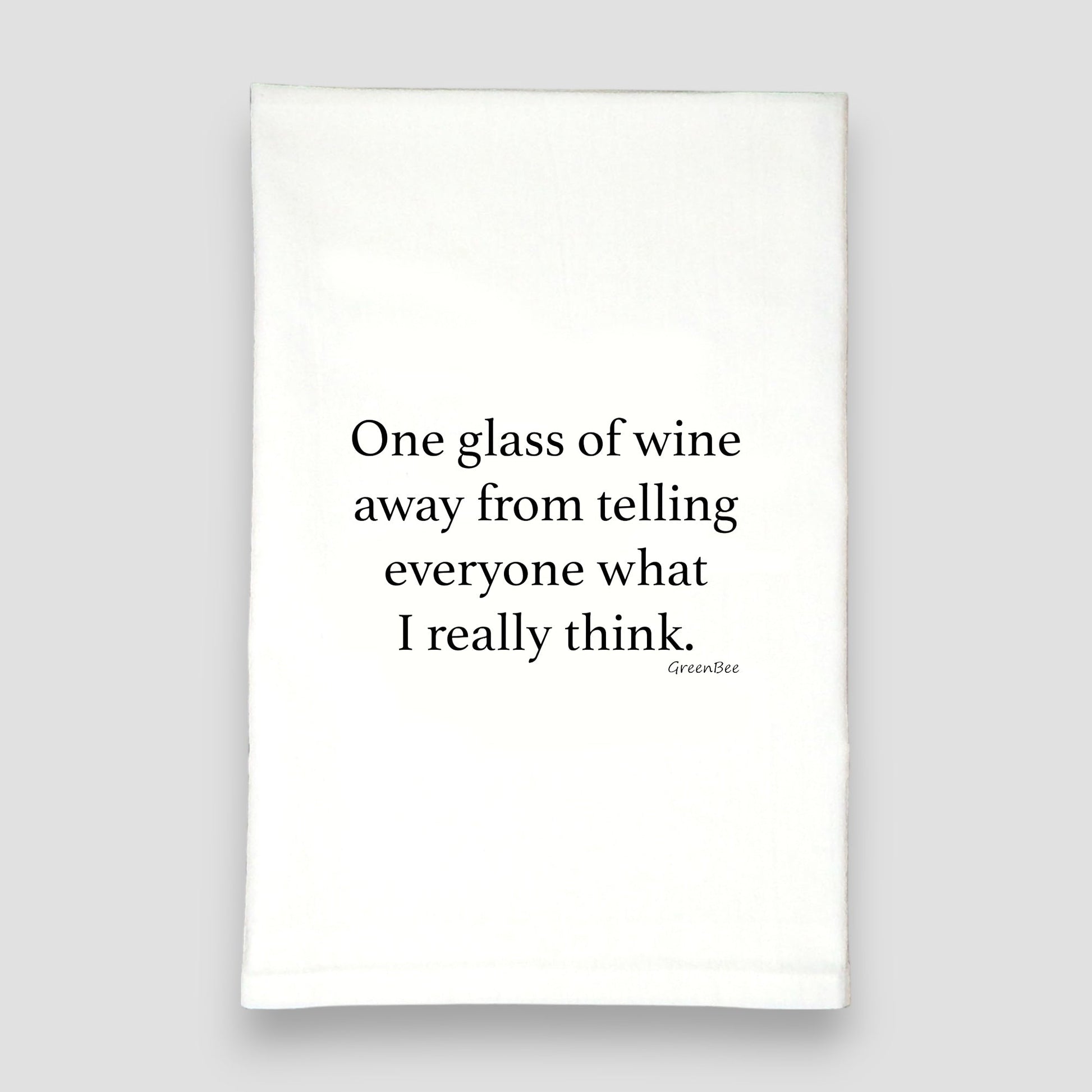 One Glass Away Kitchen Towel | Wine Lover Tea Towel | Funny Cotton Dish Towel Green Bee Tea Towels