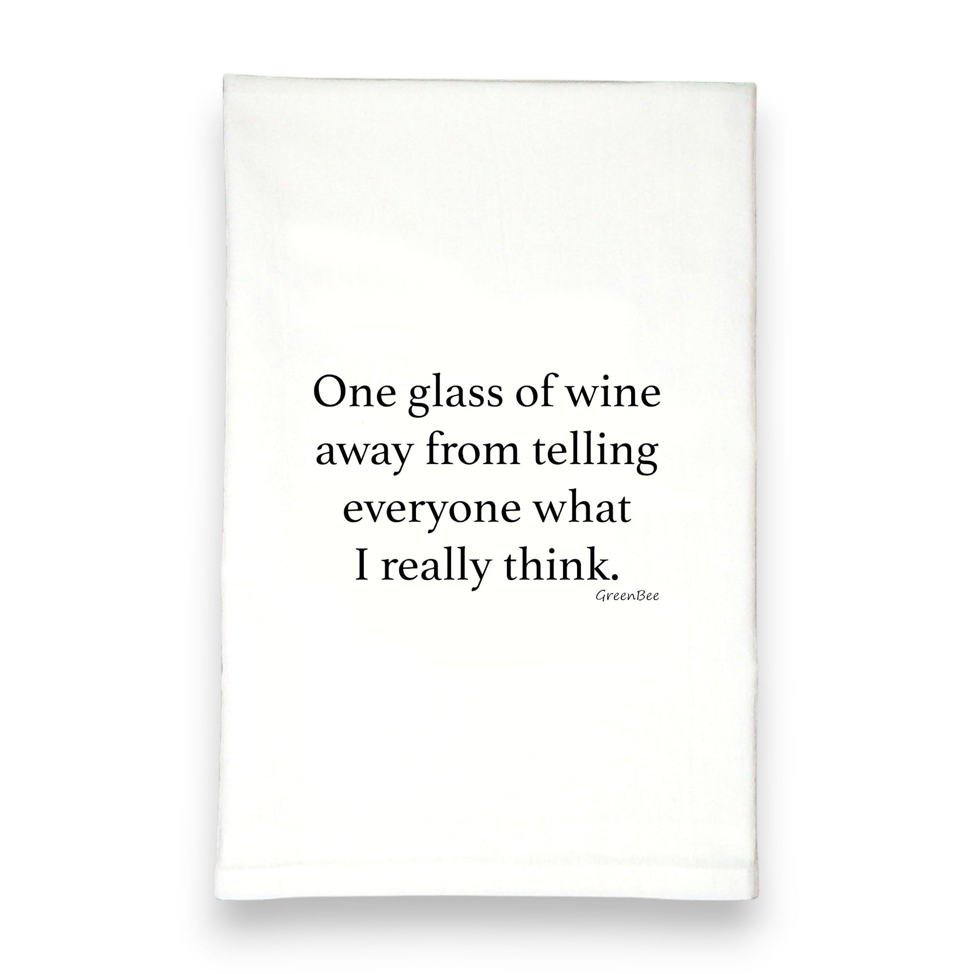 One Glass Away Kitchen Towel | Wine Lover Tea Towel | Funny Cotton Dish Towel Green Bee Tea Towels
