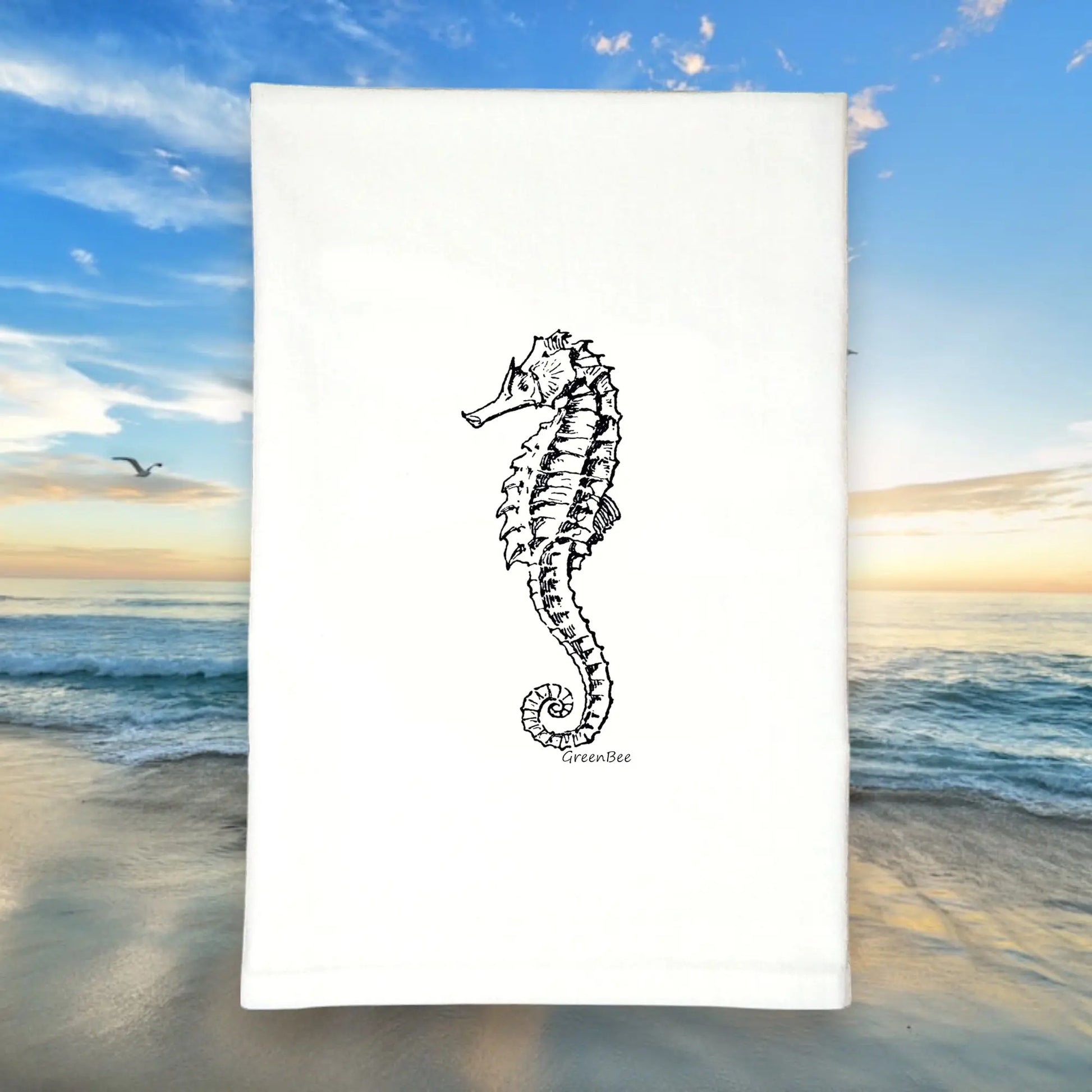 Seahorse Kitchen towel, Green Bee Tea Towels