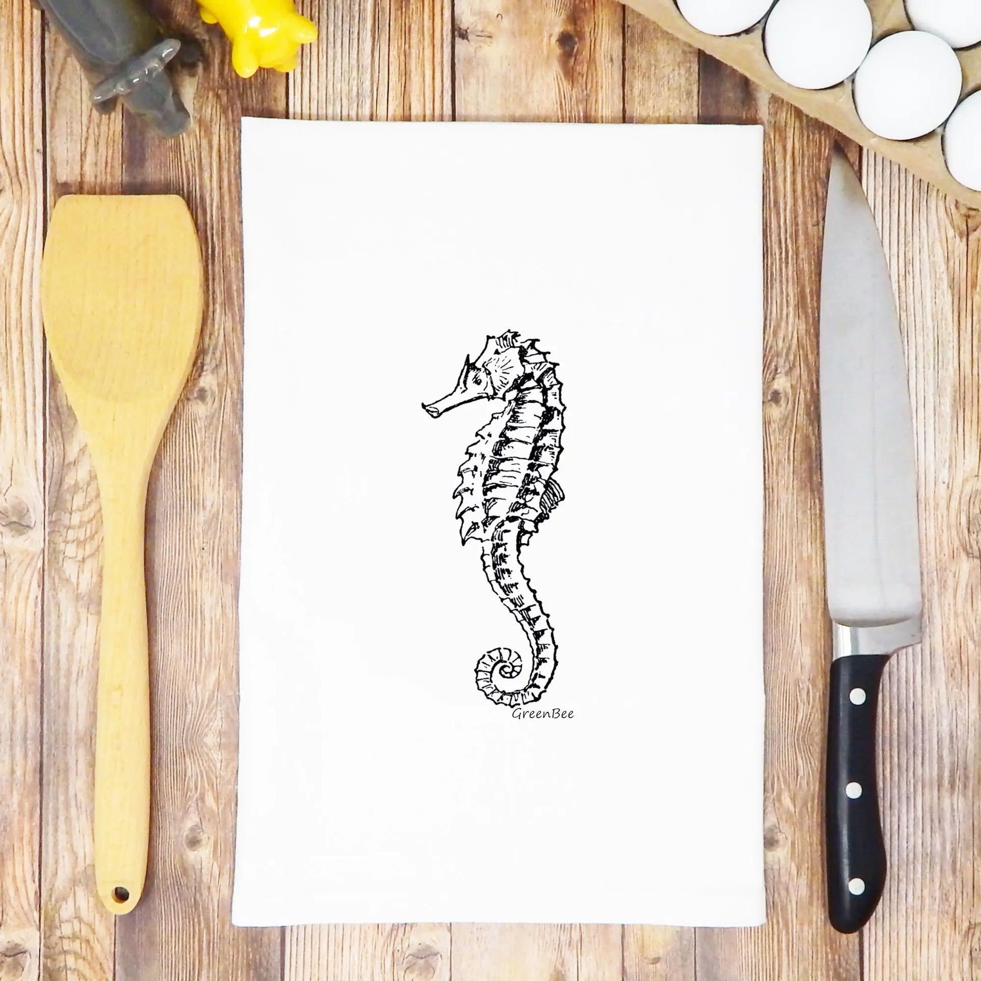 Seahorse Kitchen towel, Green Bee Tea Towels