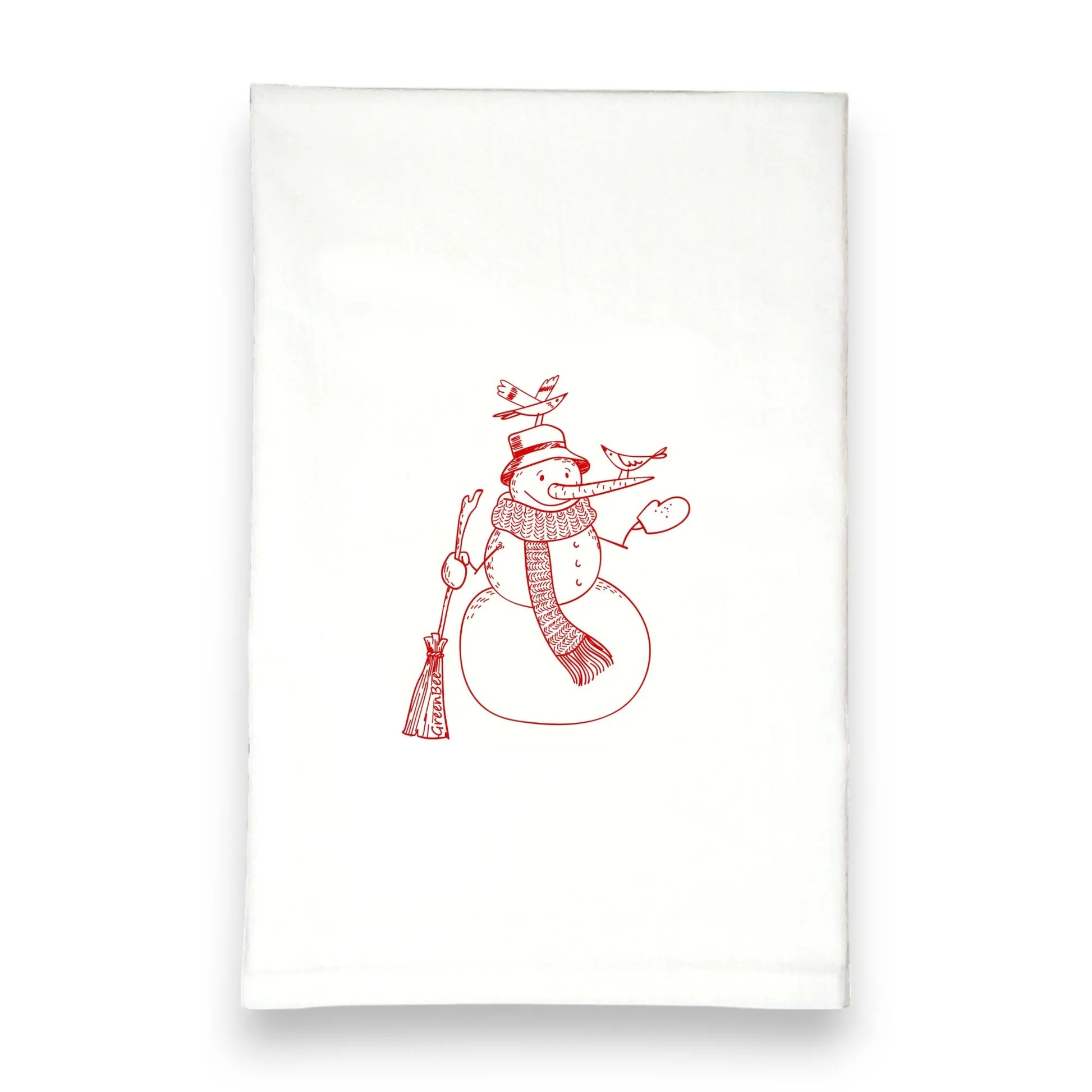 Winter Snowman Tea Towel Green Bee Tea Towels