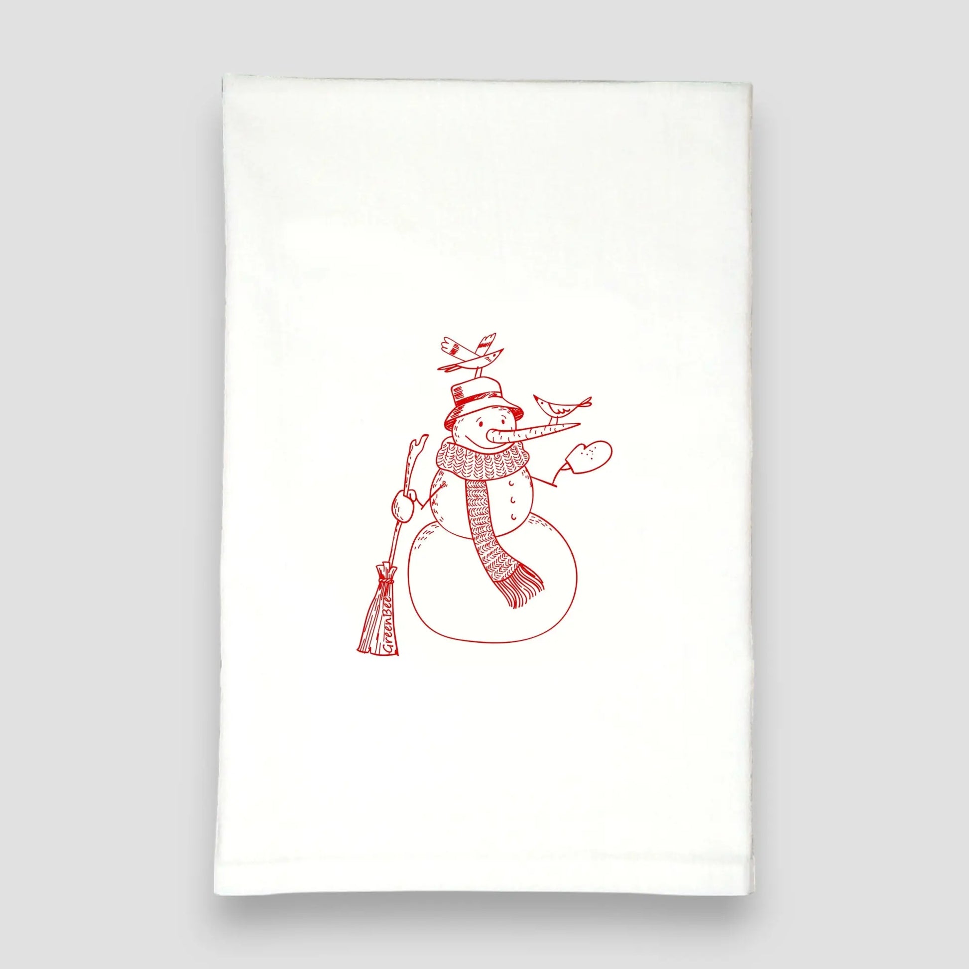 Winter Snowman Tea Towel Green Bee Tea Towels