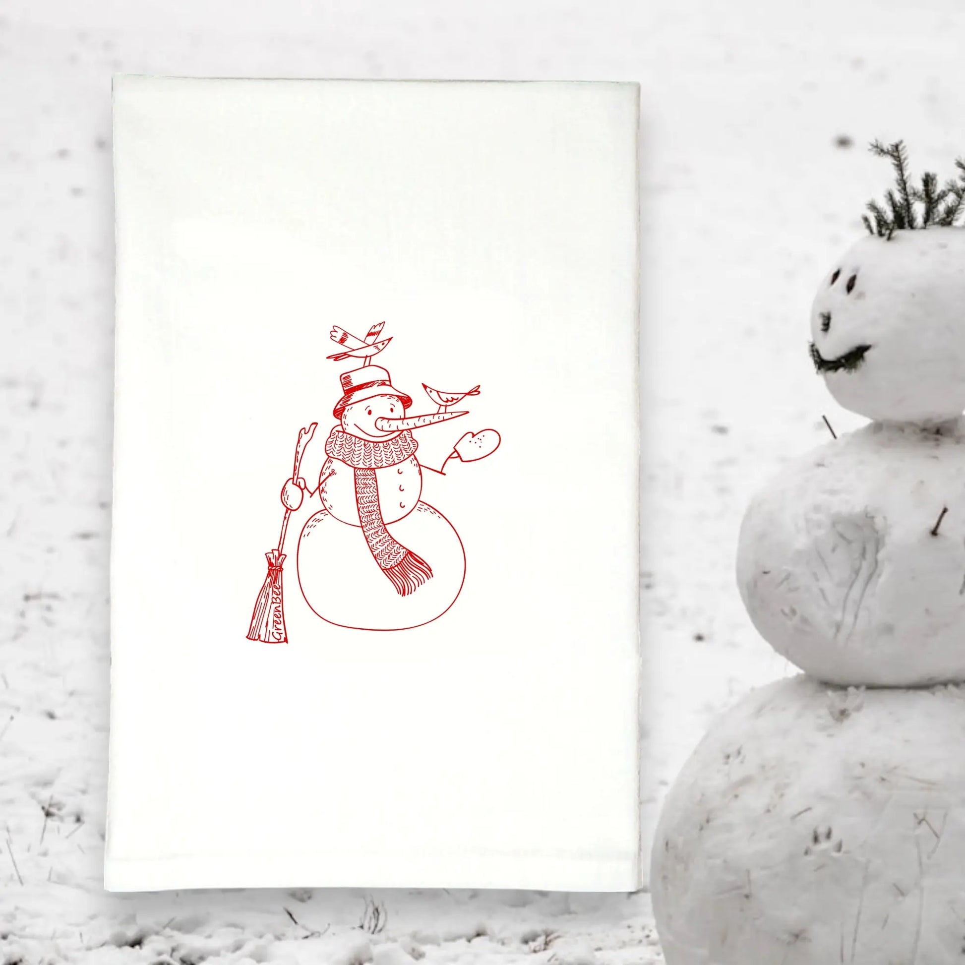 Winter Snowman Tea Towel Green Bee Tea Towels