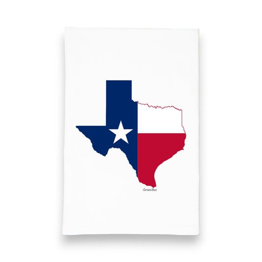 Texas State Flag Kitchen Towel | Lone Star State Tea Towel | Cotton Dish Towel Green Bee Tea Towels